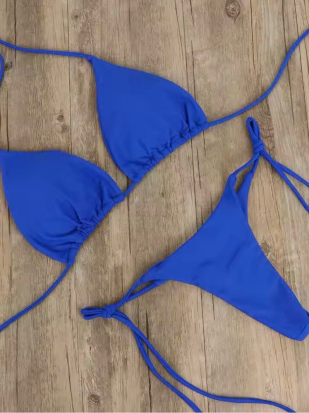 Blue Triangle String Bikini Set - Women's Swim